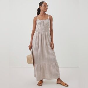 Pact Rockport Stripe Coastal Double Gauze Cami Maxi Dress